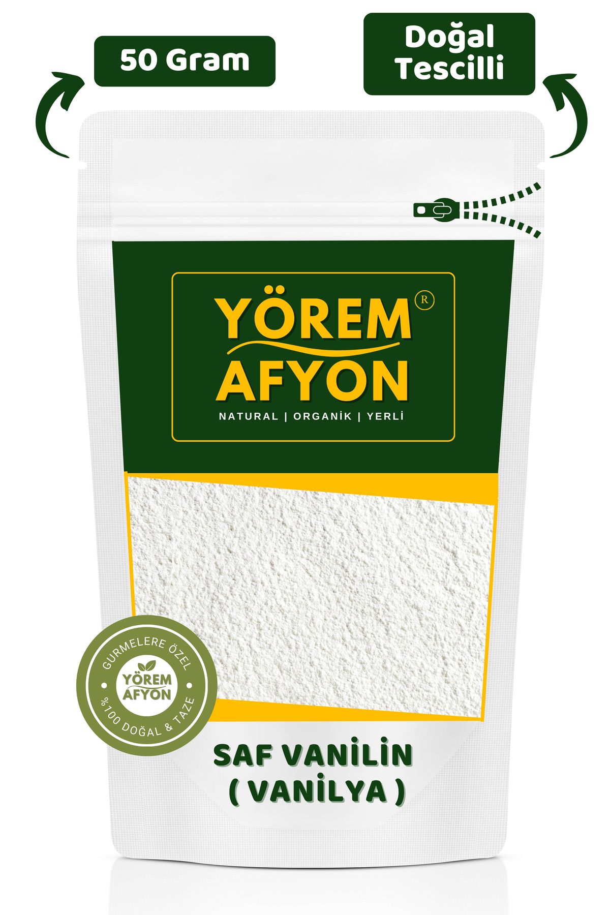 Gülçehre Yörem Afyon %100 Şekersiz Hoş Kokulu Tescilli Saf Vanilin, Vanilya | 50Gr.