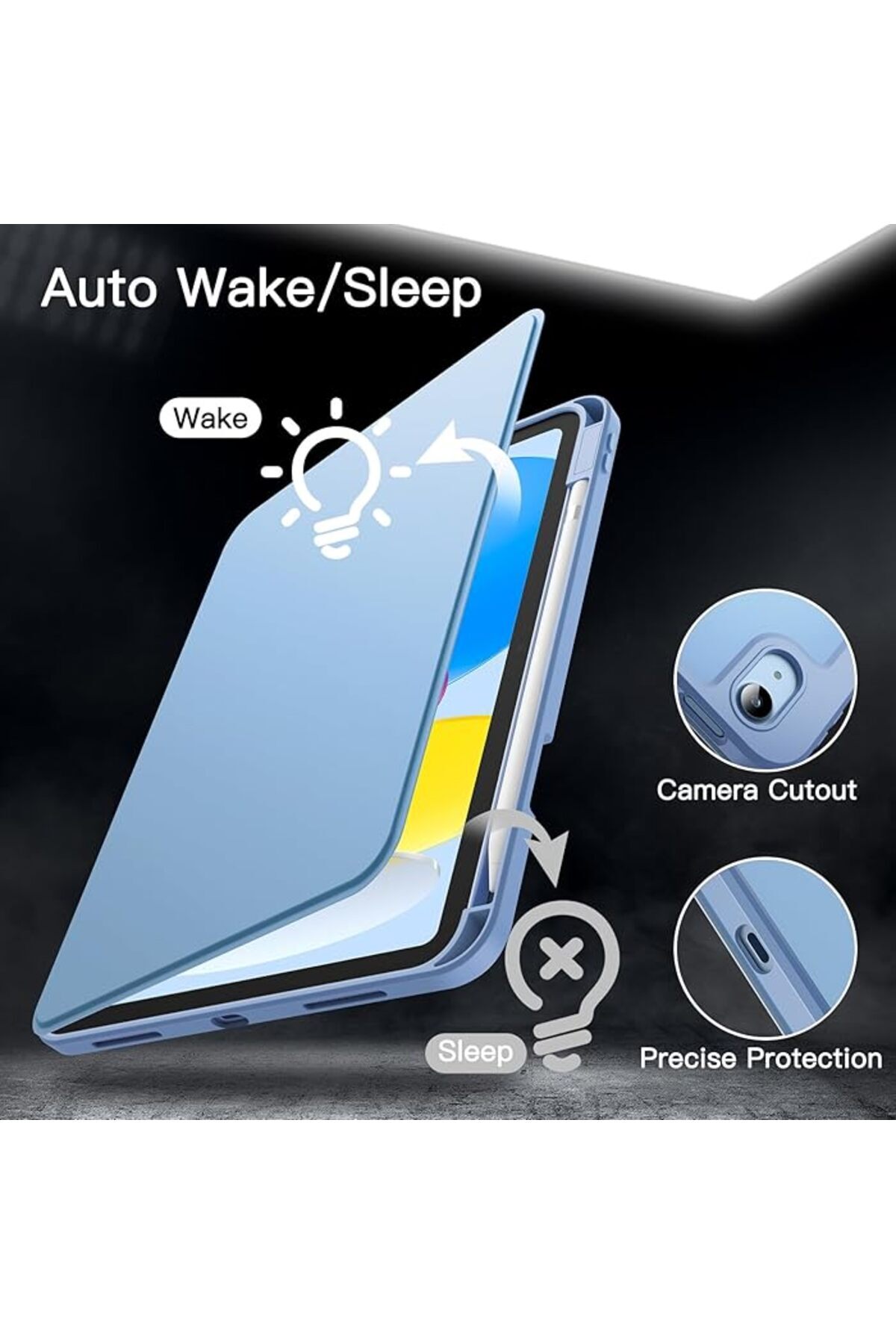 FUJİMAX-Case for Apple iPad 10Th Generation 10.9 Inch Case with 360 Degree Rotating Head Horizontal and Vertical Stand Case 4