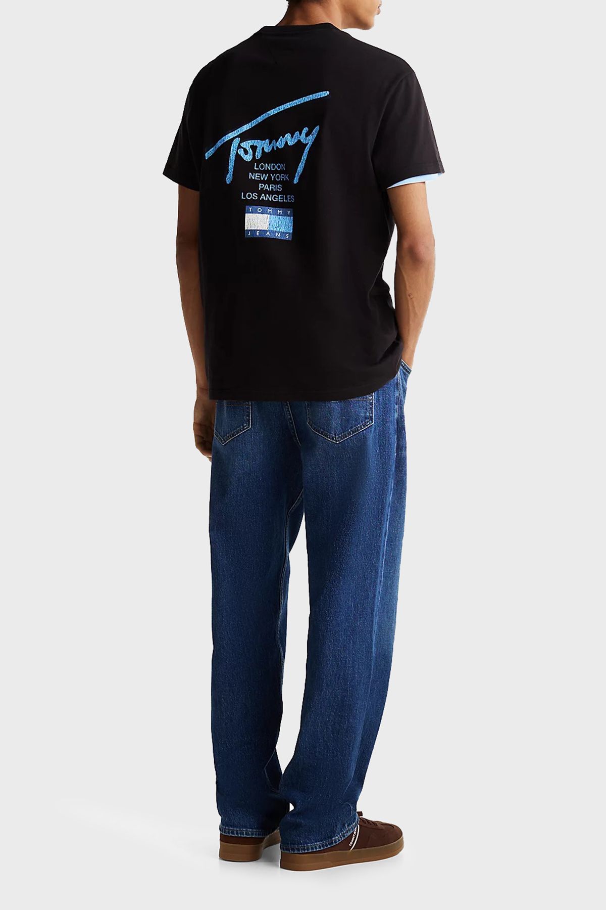 تی شرت مشکی مردانه 100 ٪ پنبه معمولی مناسب یقه دوچرخه T 'S BDS Tommy Jeans