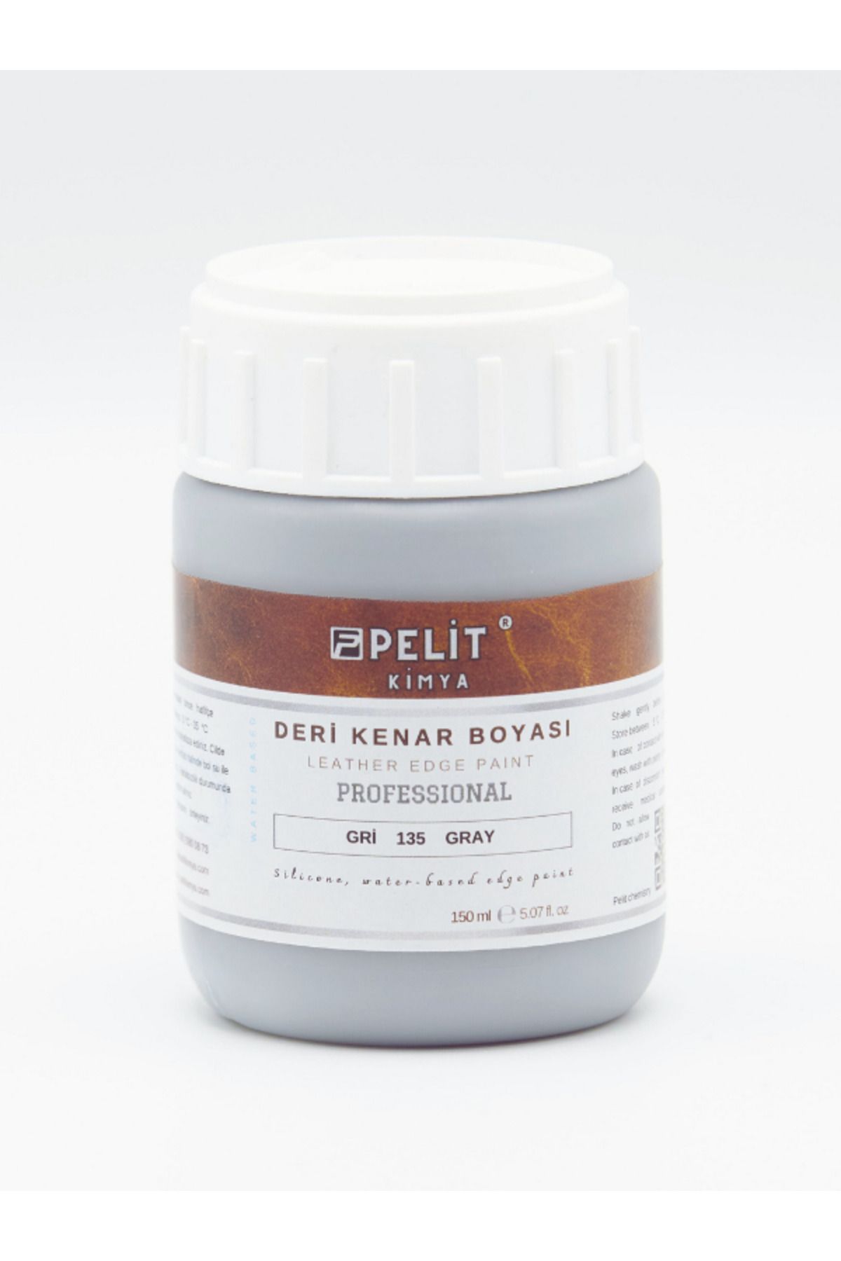 Pelitkimya Gri Deri Kenar Boyası 150 ml Leather Edge Paint Greey