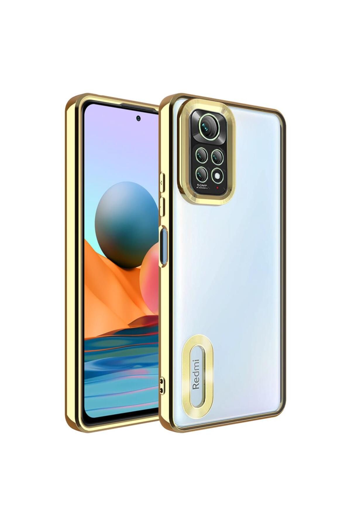 UnDePlus Xiaomi Redmi Note 11S Global Kılıf Kamera Korumalı Logo Gösteren Şeffaf Kapak