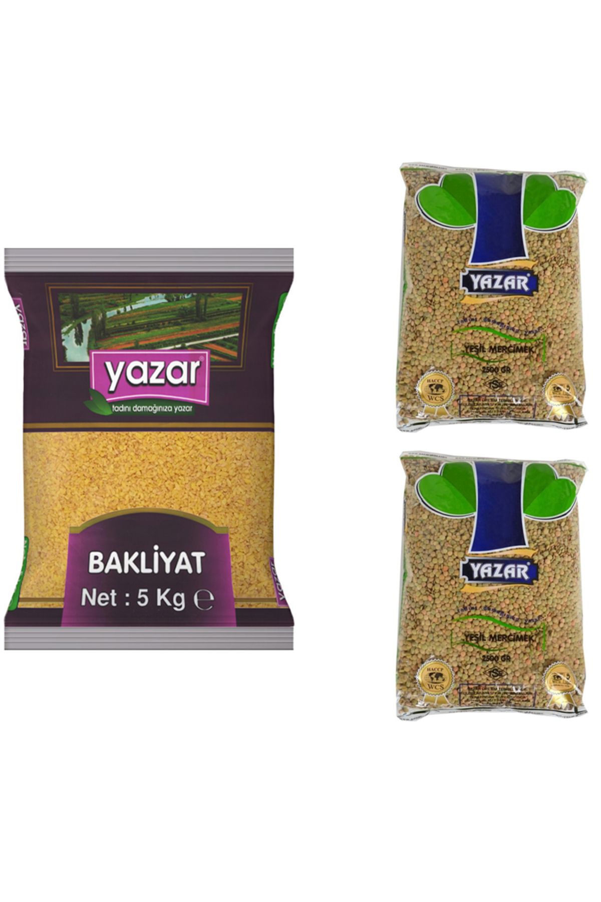 YAZAR Pilavlık Bulgur 5 Kg. + Yeşil Mercimek 5 Kg.