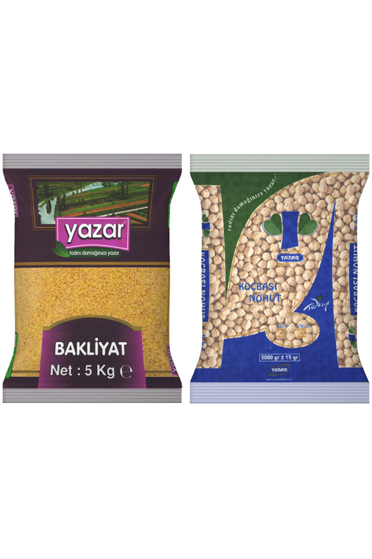 YAZAR Pilavlık Bulgur 5 Kg. + Koçbaşı Nohut 5 Kg.