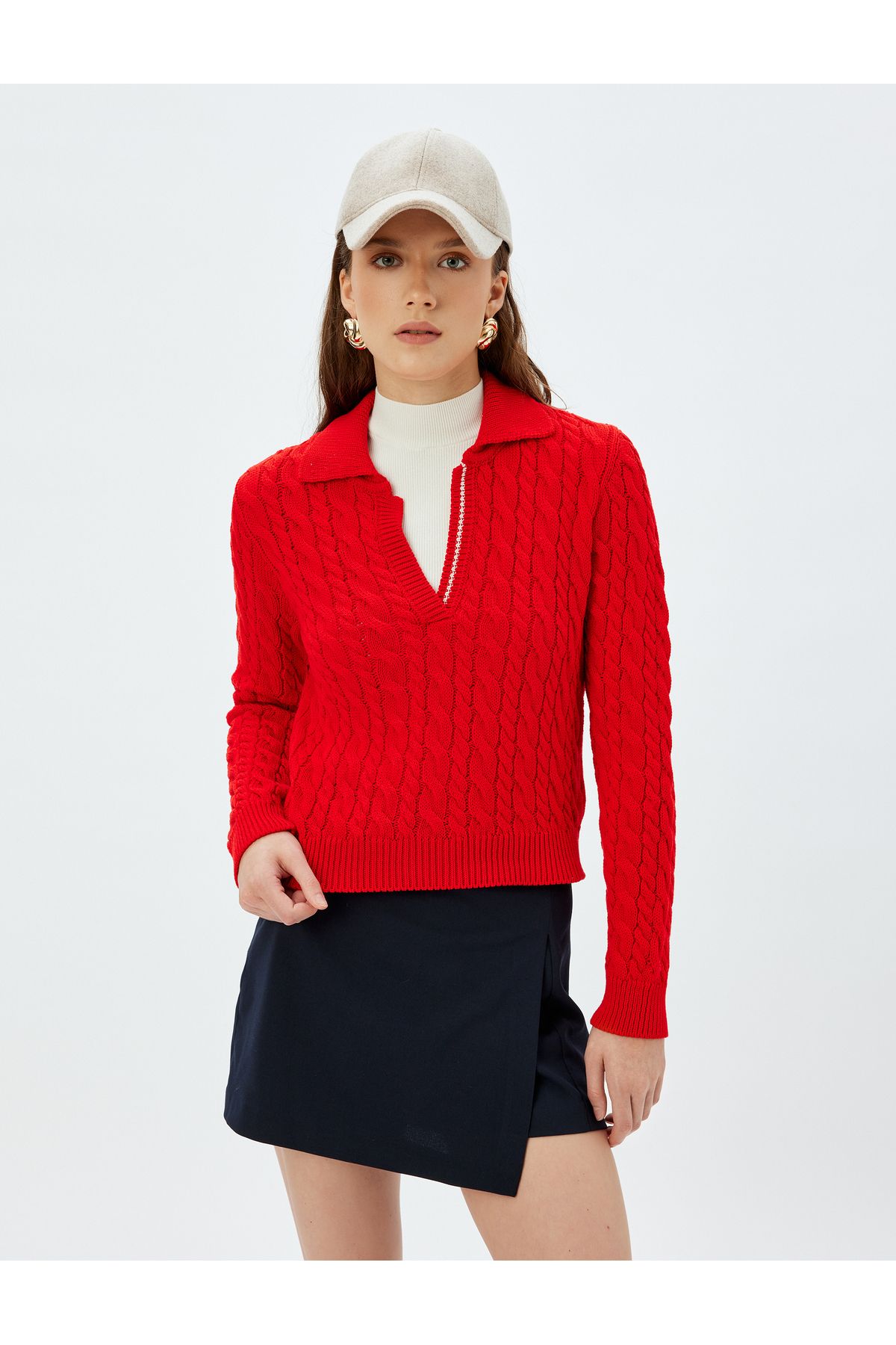 Koton-X Sima Tarkan - Hair Knit Textured Long Sleeve Polo Neck Sweater 3