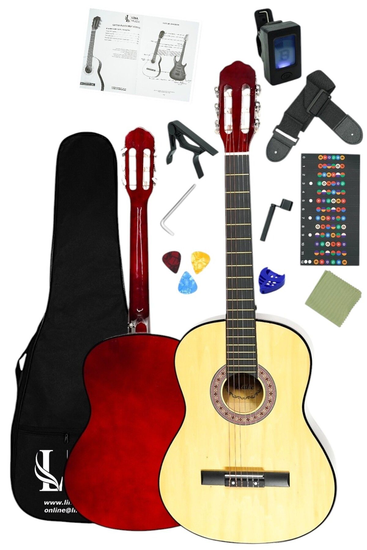 Furia CG-3902NT Klasik Gitar 4/4 Yetişkin Boy Sap Ayarlı Full Set