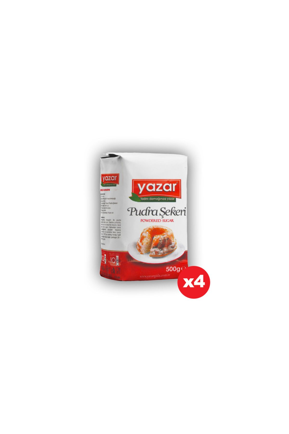 YAZAR Pudra Şekeri 500 Gr x 4 Paket