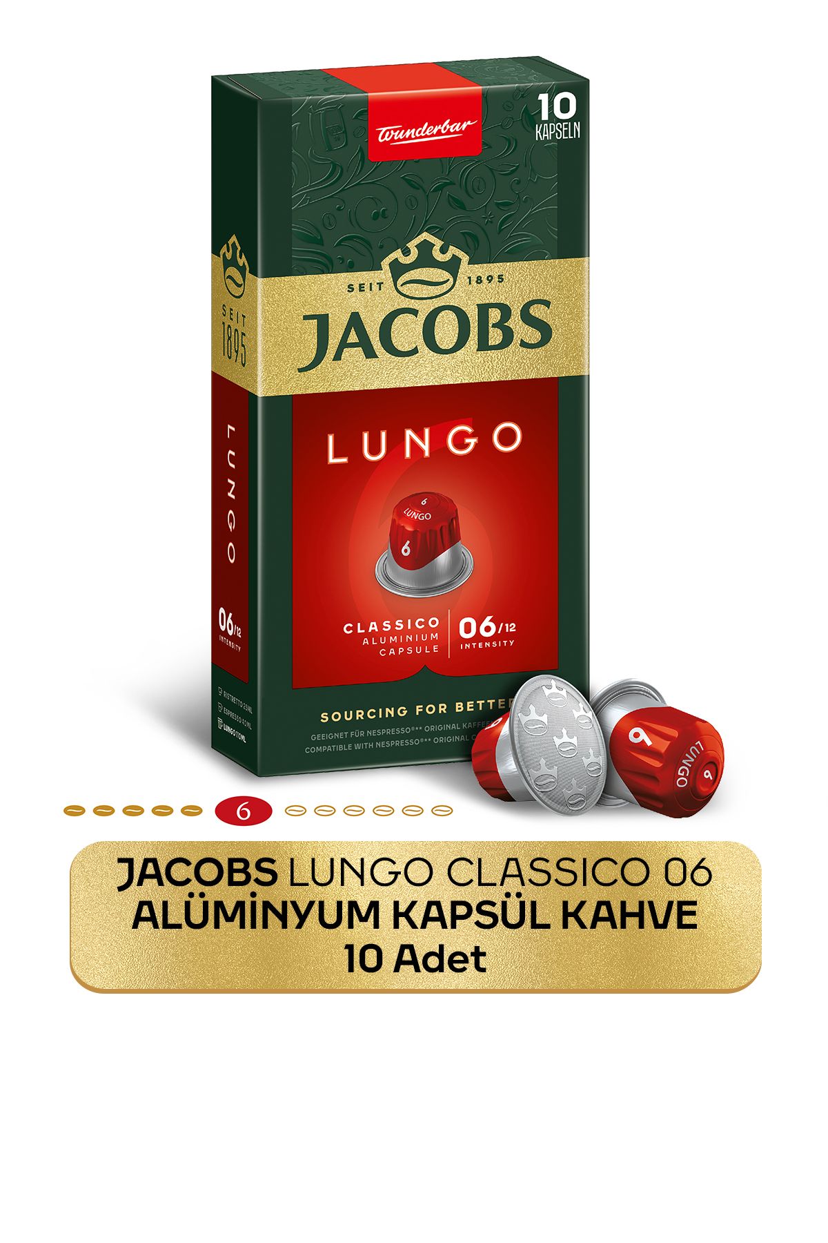 Jacobs Lungo 6 Classic Nespresso Uyumlu Alüminyum Kapsül Kahve 10'lu