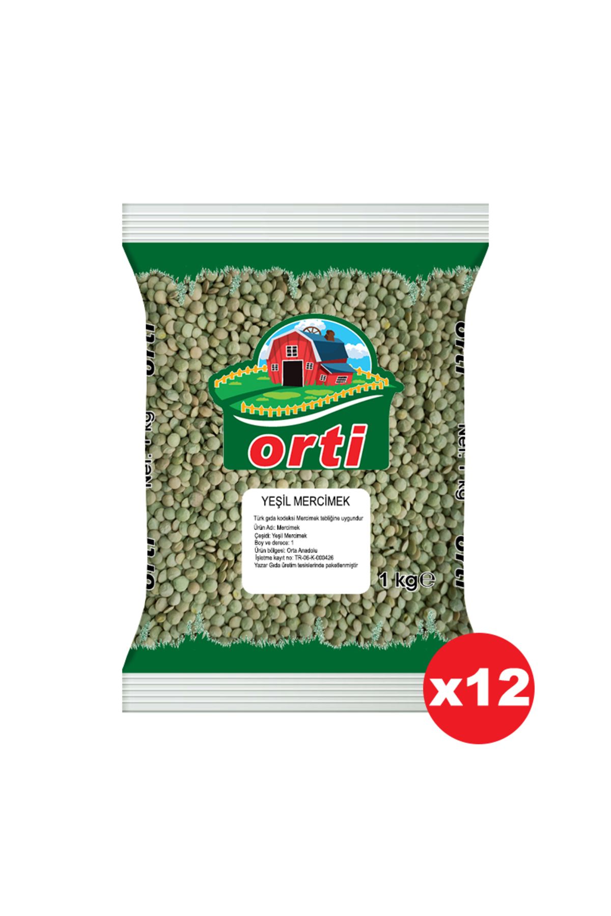 orti Yeşil Mercimek 1 Kg. x 12 Adet