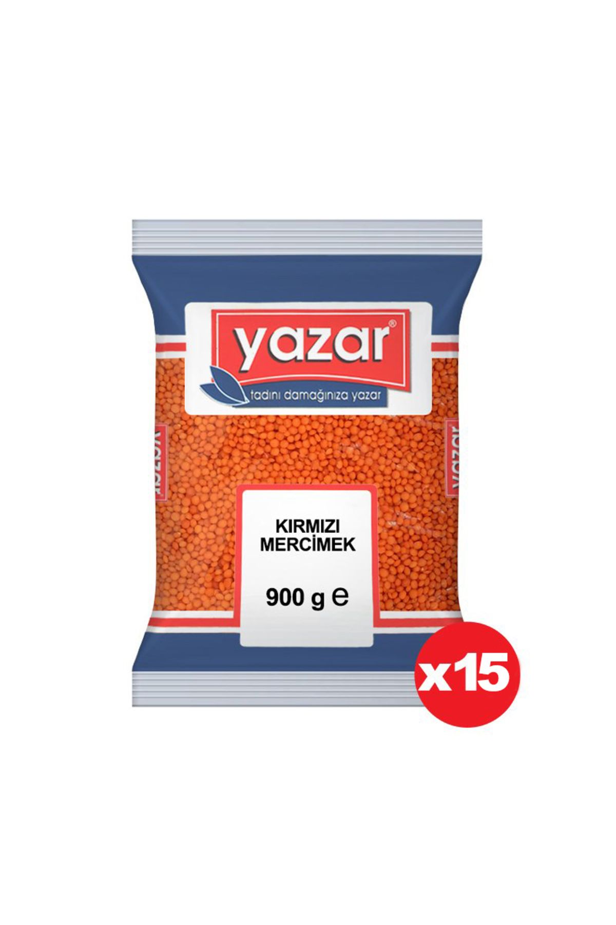 YAZAR Kırmızı Mercimek 900 Gr. x 15 Adet