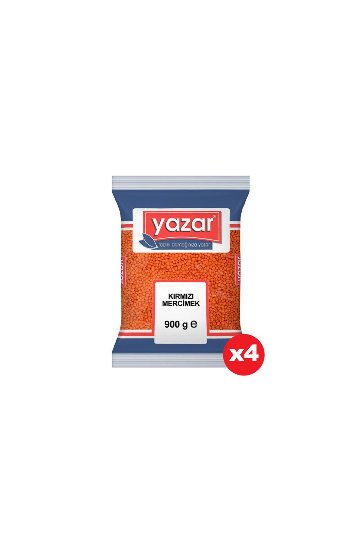 YAZAR Kırmızı Mercimek 900 Gr. x 4 Adet