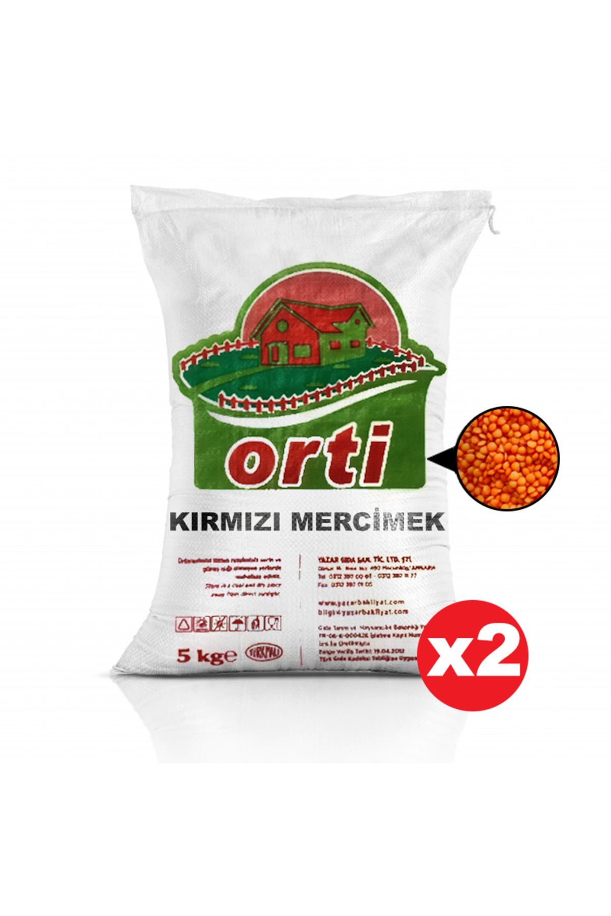 orti Kırmızı Mercimek 5 Kg x 2 Paket.