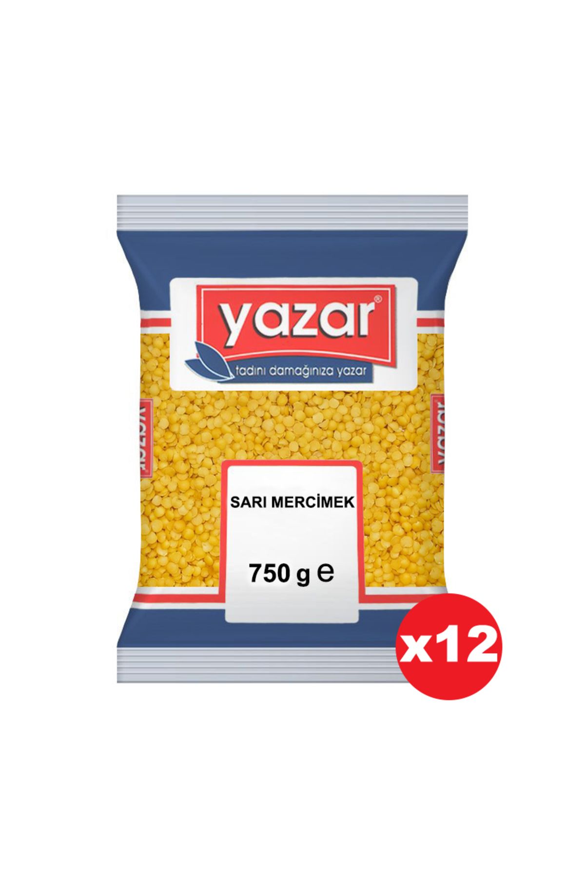 YAZAR Sarı Mercimek 750 Gr x 12 Adet