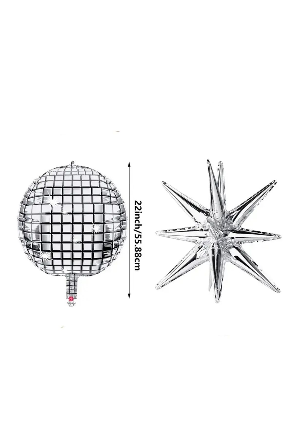 ATAKENT PARTİ-Δίσκος και Αστέρι 3D Στολίδι Πάρτι Foil Μπαλόνι Σετ 2 τεμαχίων 1