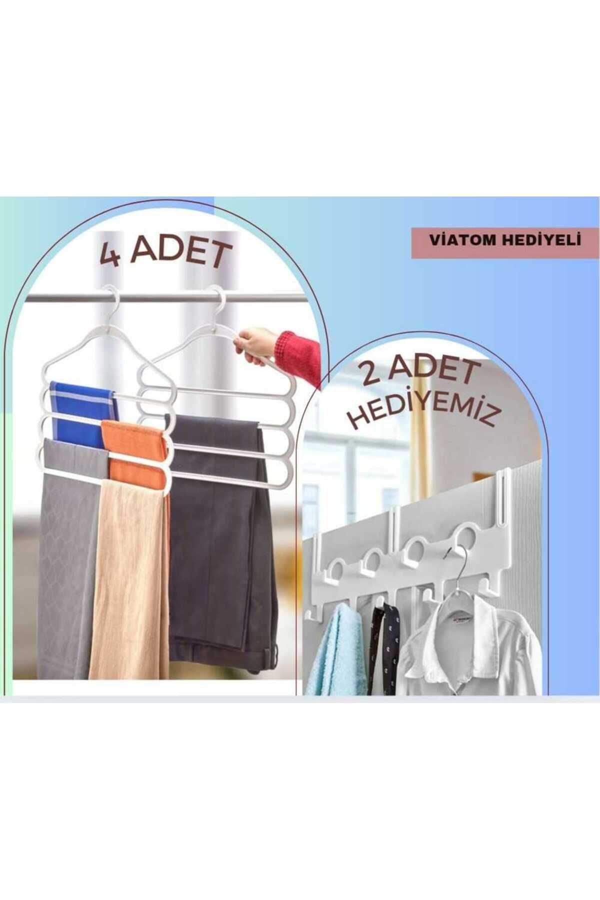ViATOM 4 Umerase Din Plastic Cu Mai Multe Etaje În Dulap + 2 Uși În Spate 9 Cârlige Umerase Cadou - One Size