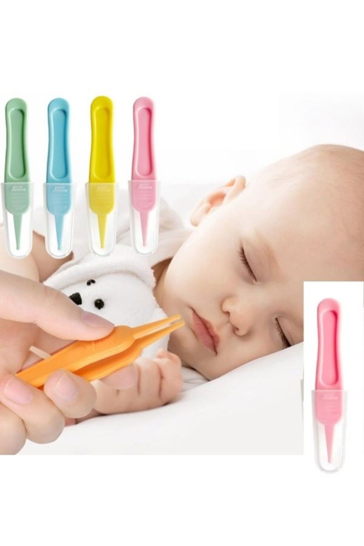 KdrElektronik Bebek burun temizleme cımbız bebek kulak içi burun göbek temizleme aparatı turuncu renk fotoğrafı 2 (önizleme)