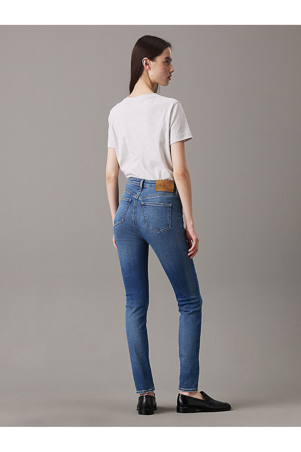 Calvin Klein  Kadın Mavi Dar Kesim Pantolon - Görsel 2