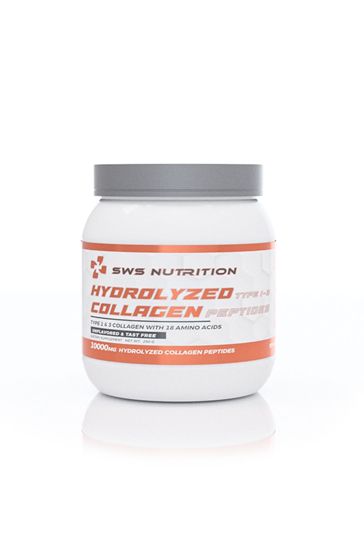 sws nutrition Hydrolyzed Collagen | Aromasız Saf Kolajen 250g | Tip1-3 Kolajen Peptit İçeren Gıda Takviyesi
