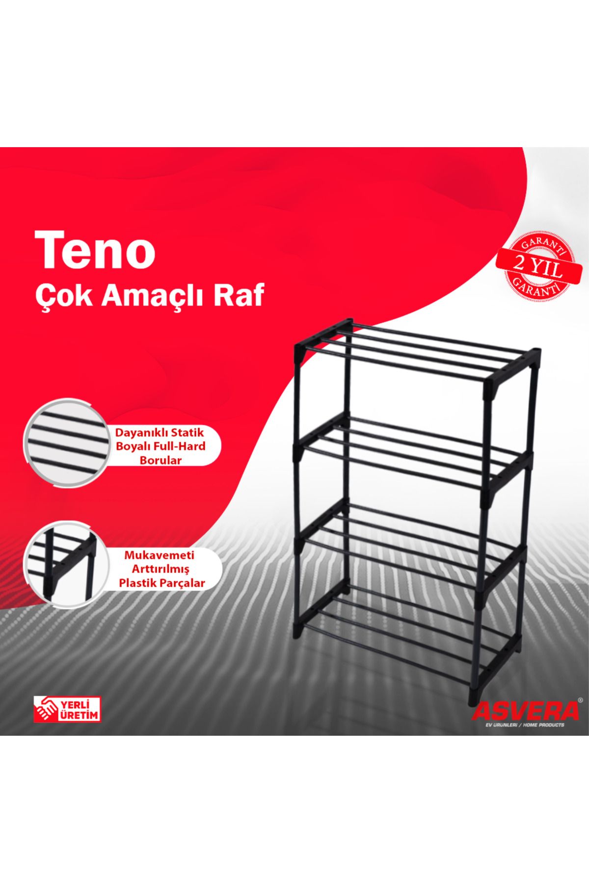 teknotrust 4 Katlı Çok Amaçlı Metal Raf, Organizer ve Çiçeklik, Pratik ve Şık Tasarım