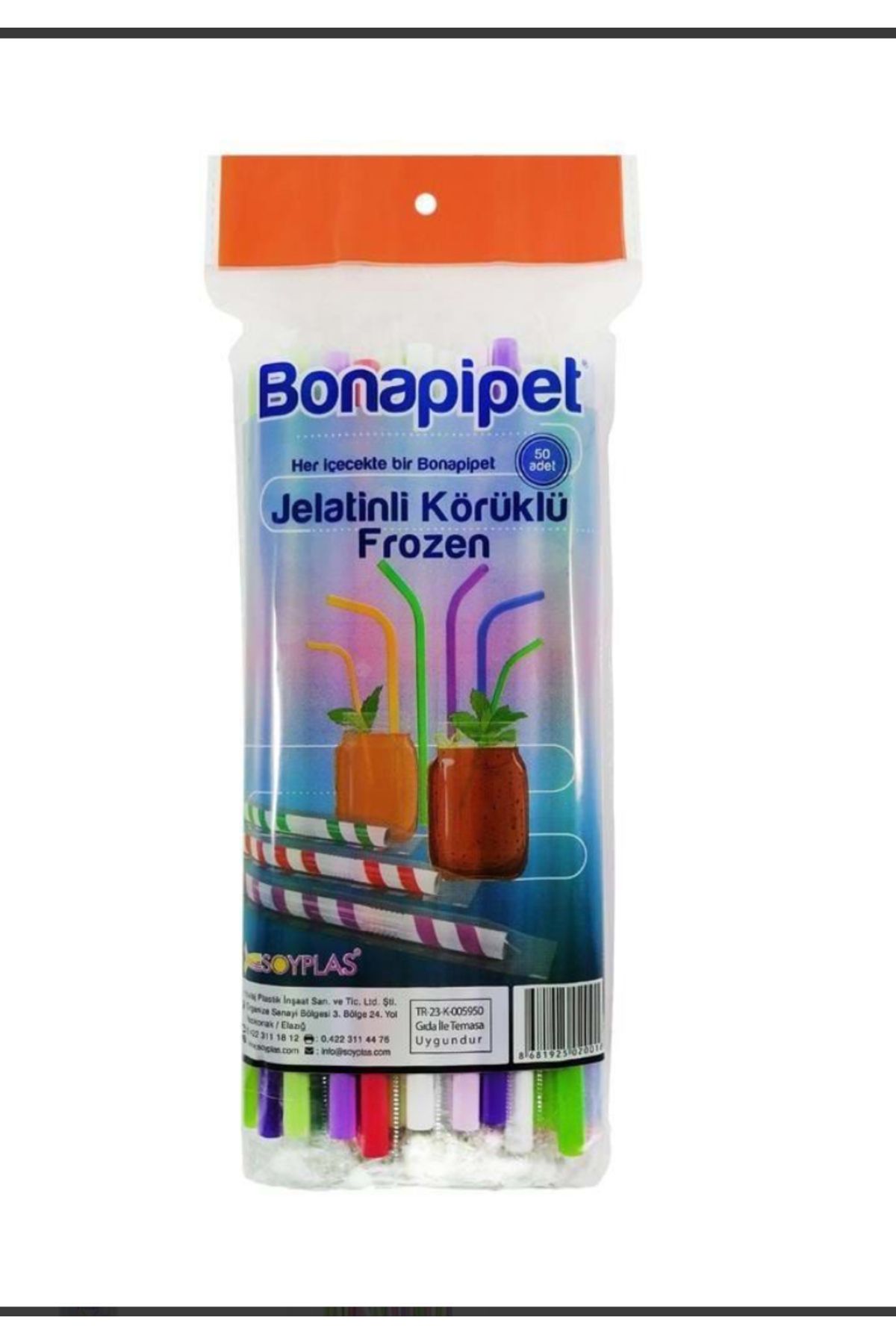 bonapipet Jelatinli Körüklü  Pipet 50 Adet Karışık Renkli Içi Jelatinli 10 Paket