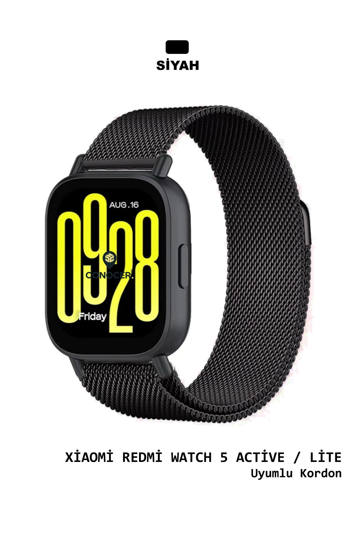 CONOCER Redmi Watch 5 Active / Lite Uyumlu Milano Metal Paslanmaz Çelik Yüksek Kalite Kordon