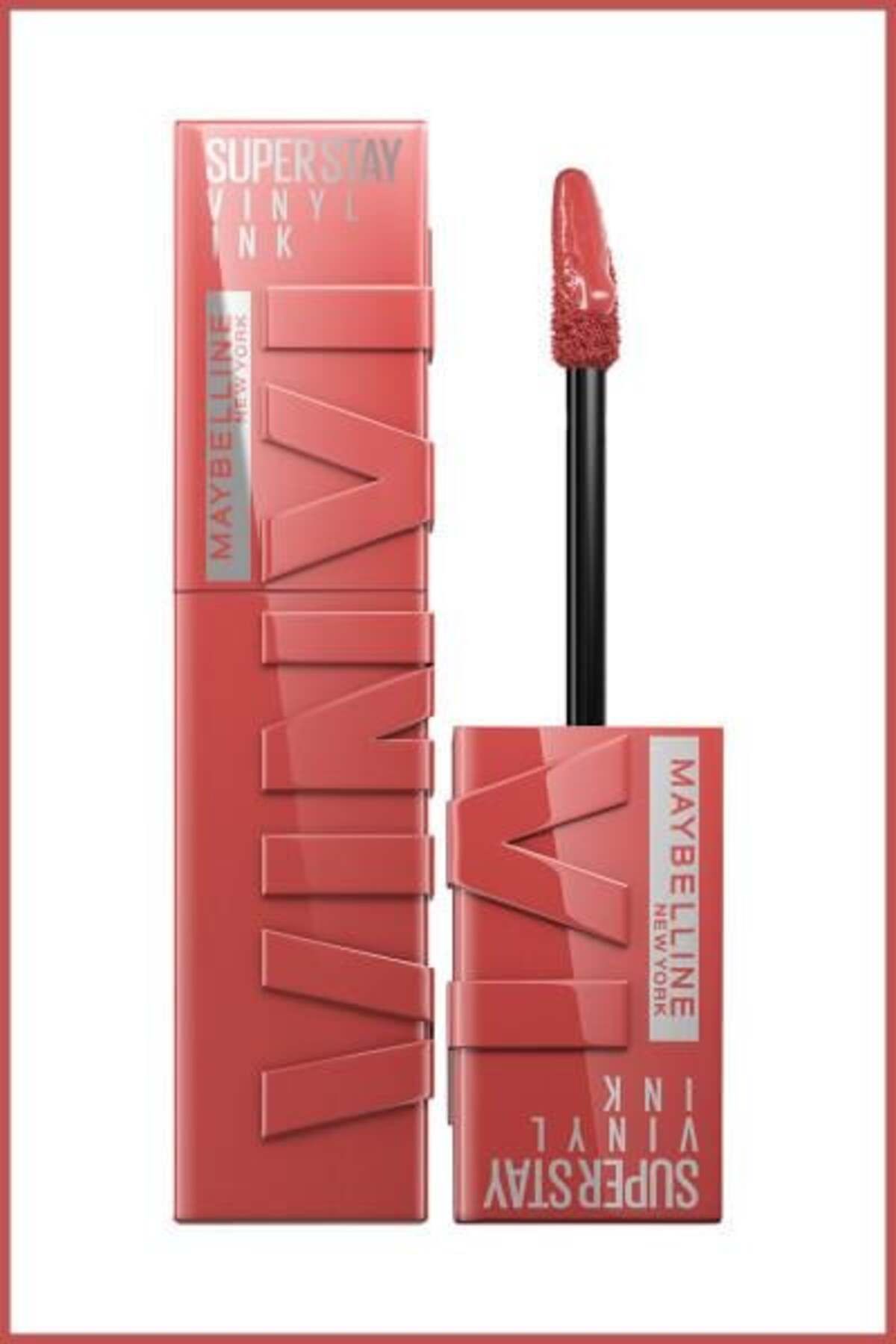 Maybelline New York Super Stay Vinyl Ink Uzun Süre Kalıcı Likit Parlak Ruj 15 Peachy