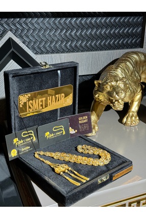 Tesbih-i Hazır Tesbihçilik Çift Sertifikalı Orijinal 24 Ayar Altın Parçacıklı...