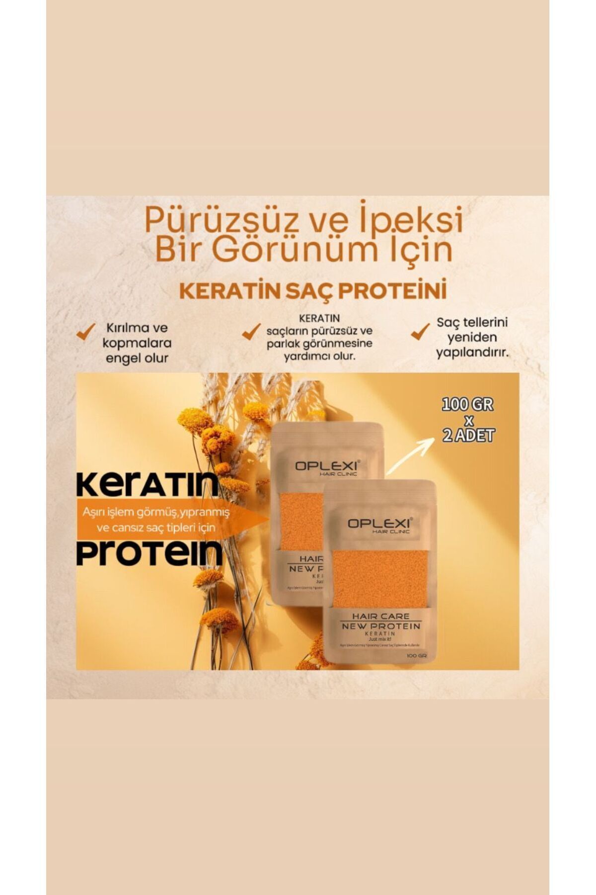 Oplexi hair clinic Keratin Saç Bakım Proteini 100 Gr. X 2 Adet