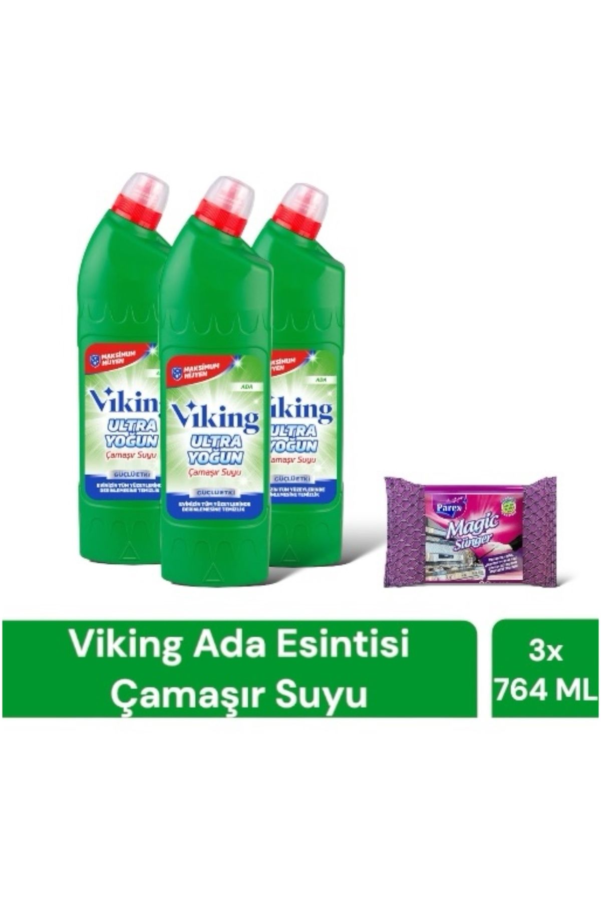 Viking Çamaşır Suyu Ada 3 Adet + Magic Sünger