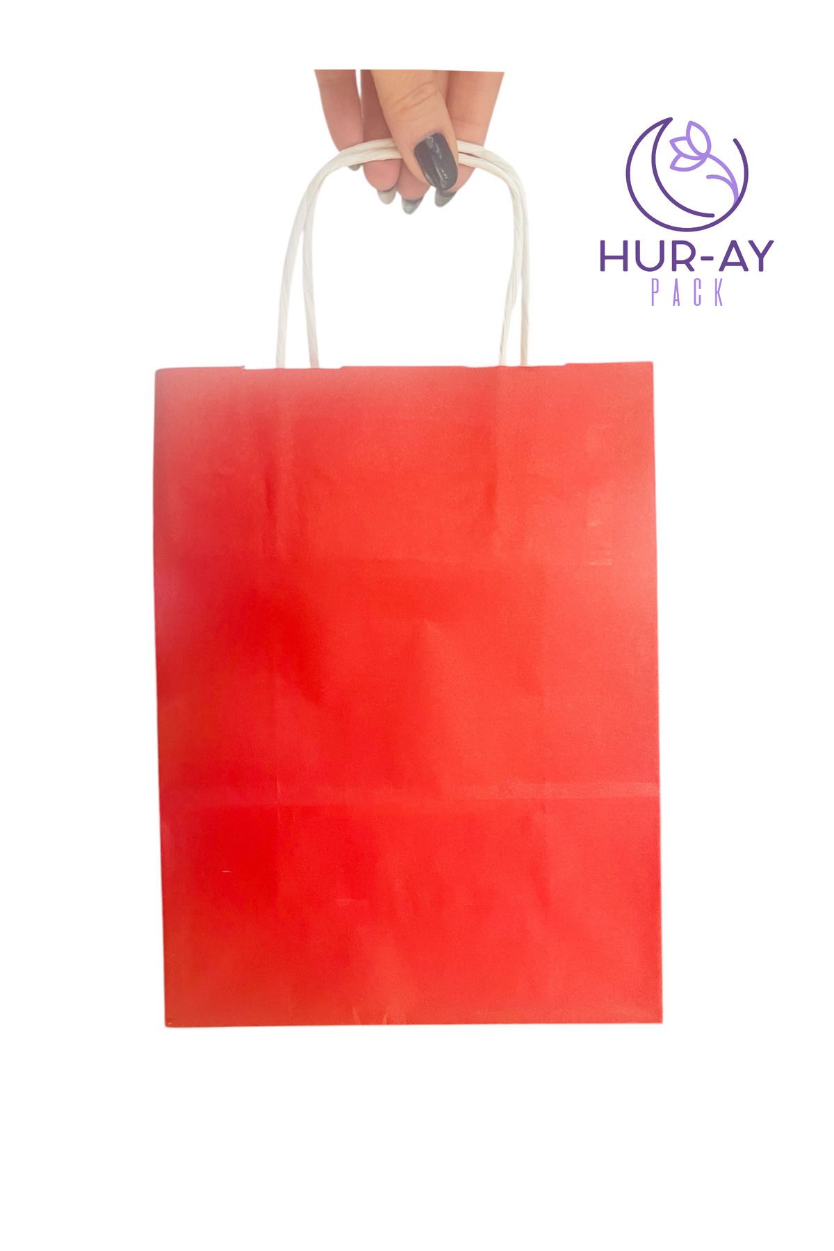 HUR-AY PACK 25 Bucăți Pungi De Hârtie Roșii Speciale - Mâner Învărtat De Dimensiuni Mici, 18x24 Cm - One Size