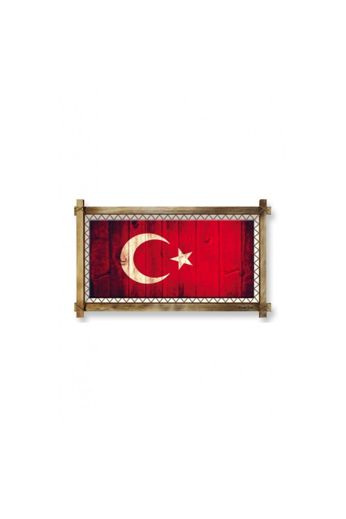 OK AKSESUAR Kanvas Türk Bayrağı Led Işıklı Rustik Tablo