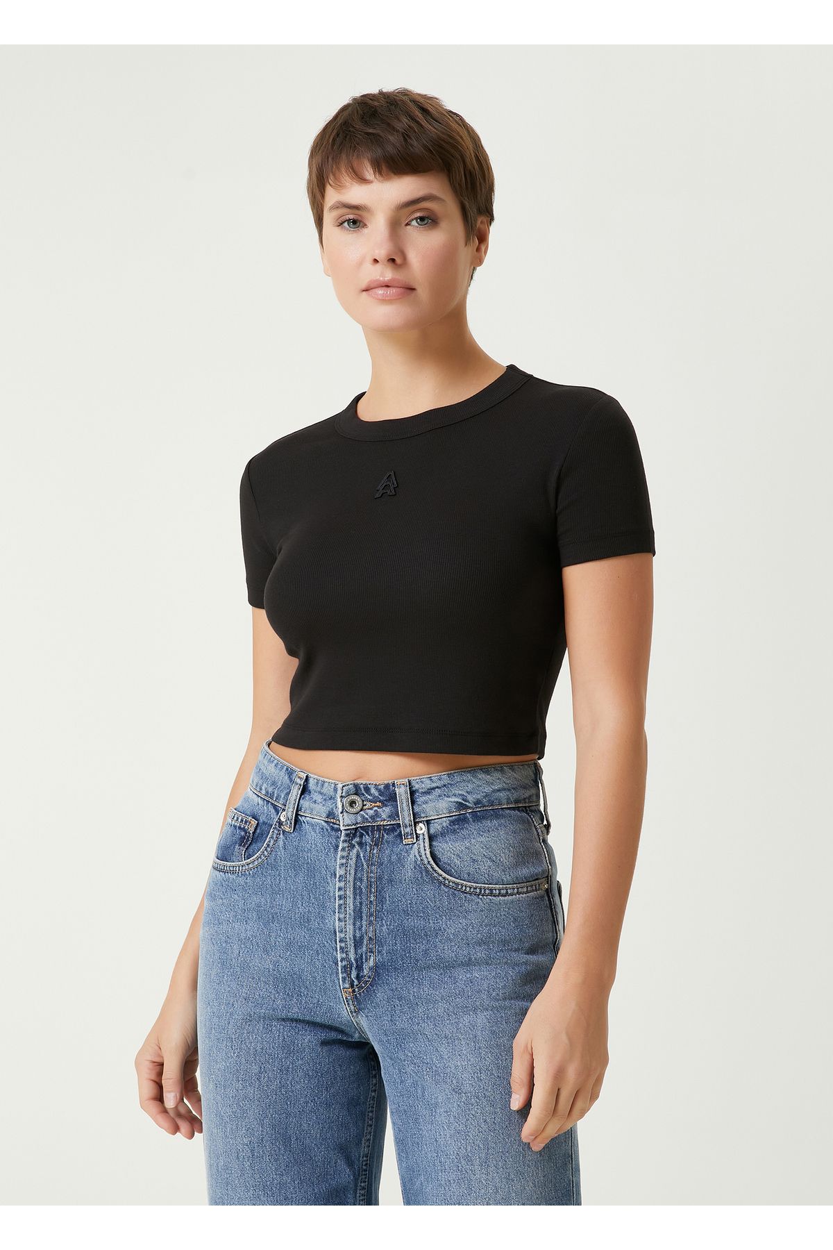 Academia Siyah Ribli Crop T-shirt Beden: L