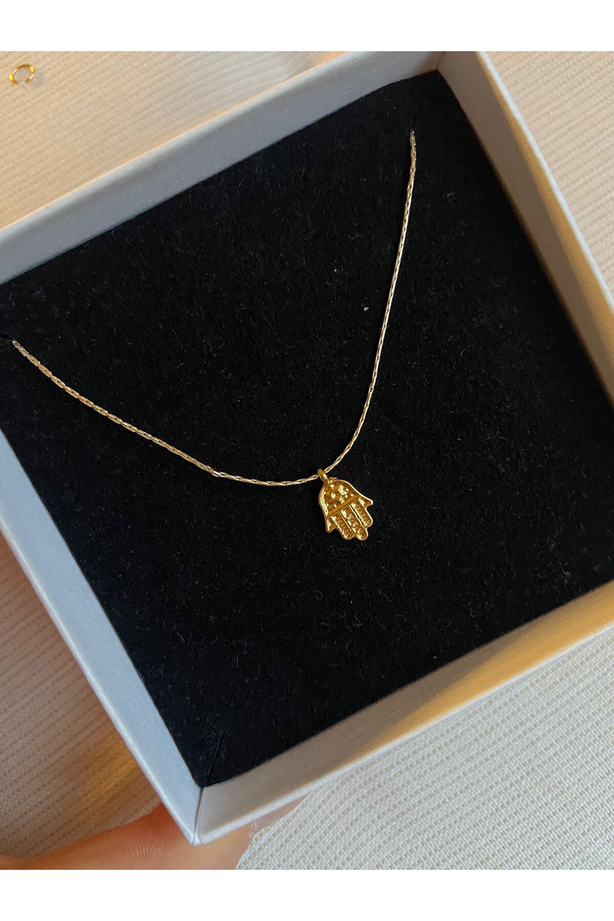 Hamsa Altın Kaplama Charm Kolye Sevgililer Günü Özel
