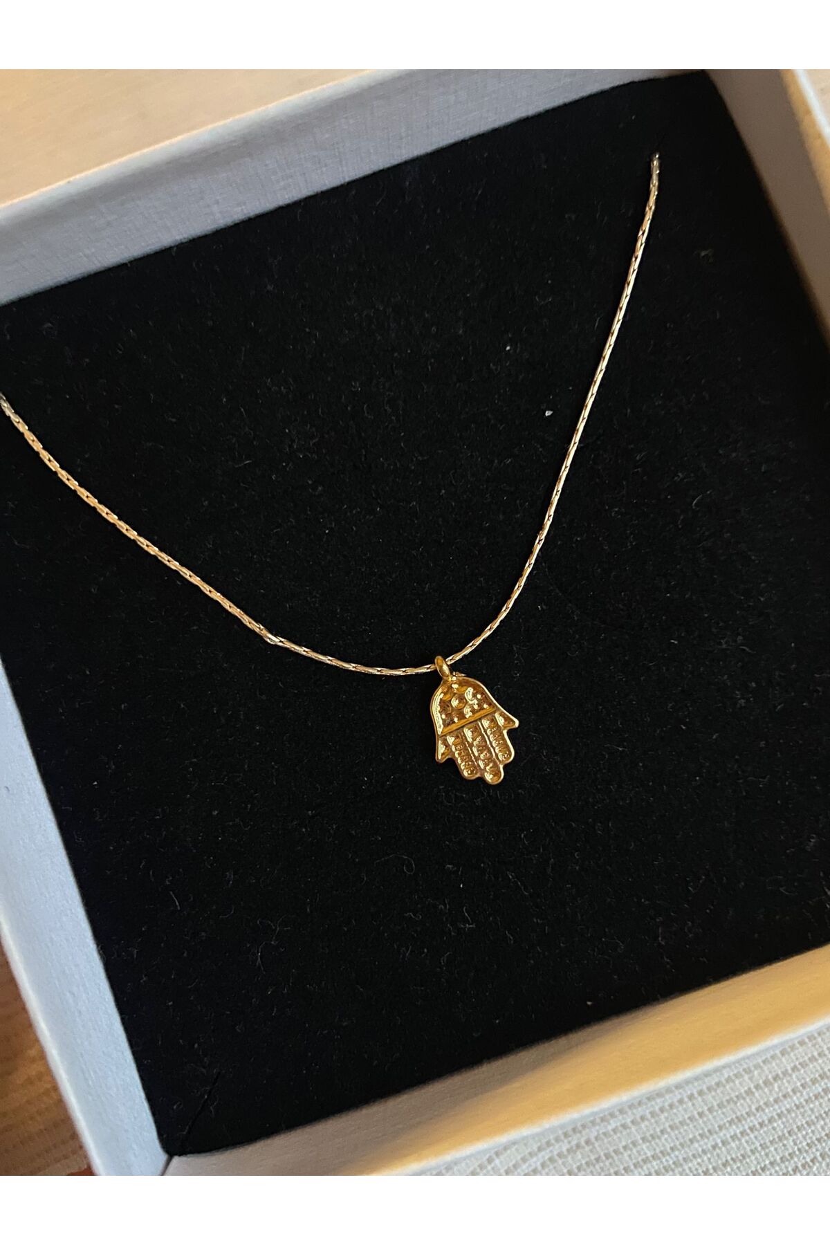 Hamsa Altın Kaplama Charm Kolye Sevgililer Günü Özel - Detay Görseli 1