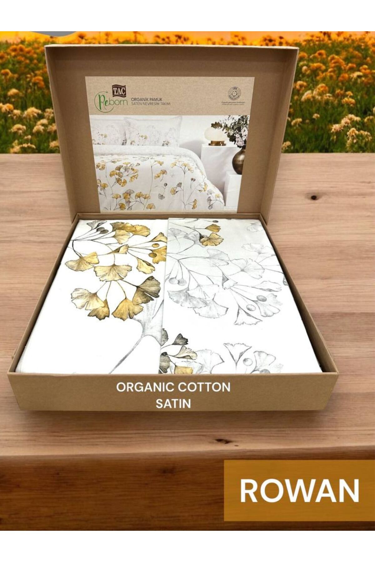 Taç-Rowan Gray Organic Cotton Satin Double Bedding Set 2