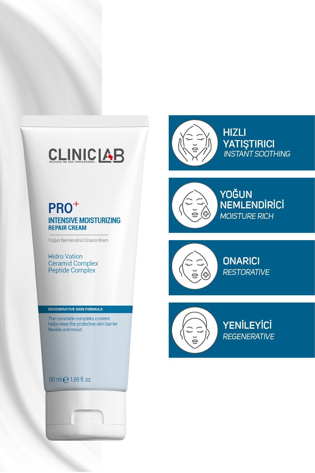 کرم مرطوب کننده و ترمیم کننده قوی 50 میلی لیتر Cliniclab