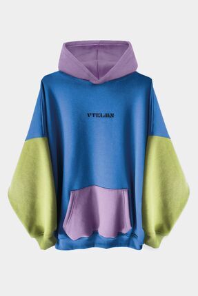 Vatkalimon Lacivert Yeşil Lila Renkli Kapüşonlu Hoodie Sweatshirt