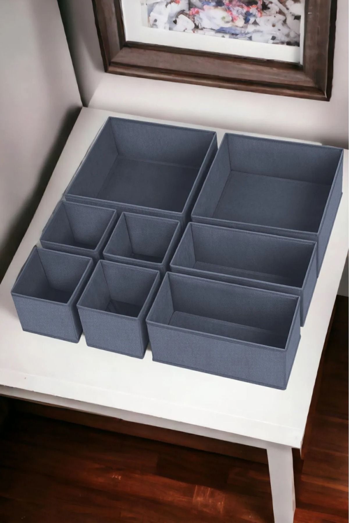 Bayev-Coco Σετ 8 Συρταριών Organizer Organizer Σετ Anthracite - Sock Bra Wrap Fabric Box 3