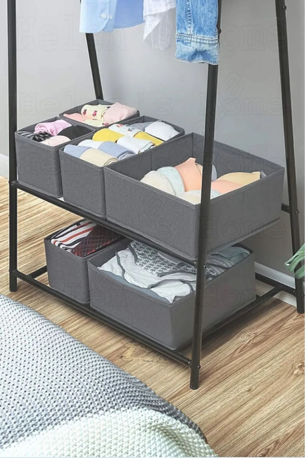 Bayev-Coco Σετ 8 Συρταριών Organizer Organizer Σετ Anthracite - Sock Bra Wrap Fabric Box 5