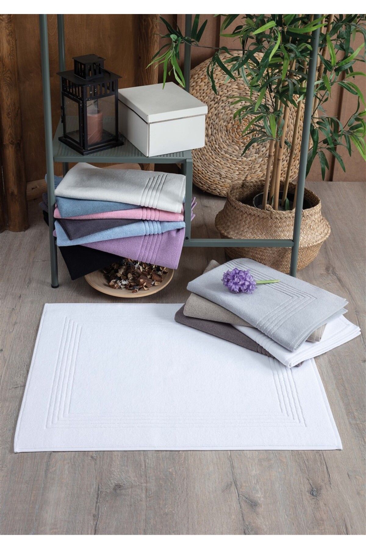 Sevim-Blue Soft Towel Set of 2 - 60x80cm, High Absorbent 100% Cotton, Striped Model 3