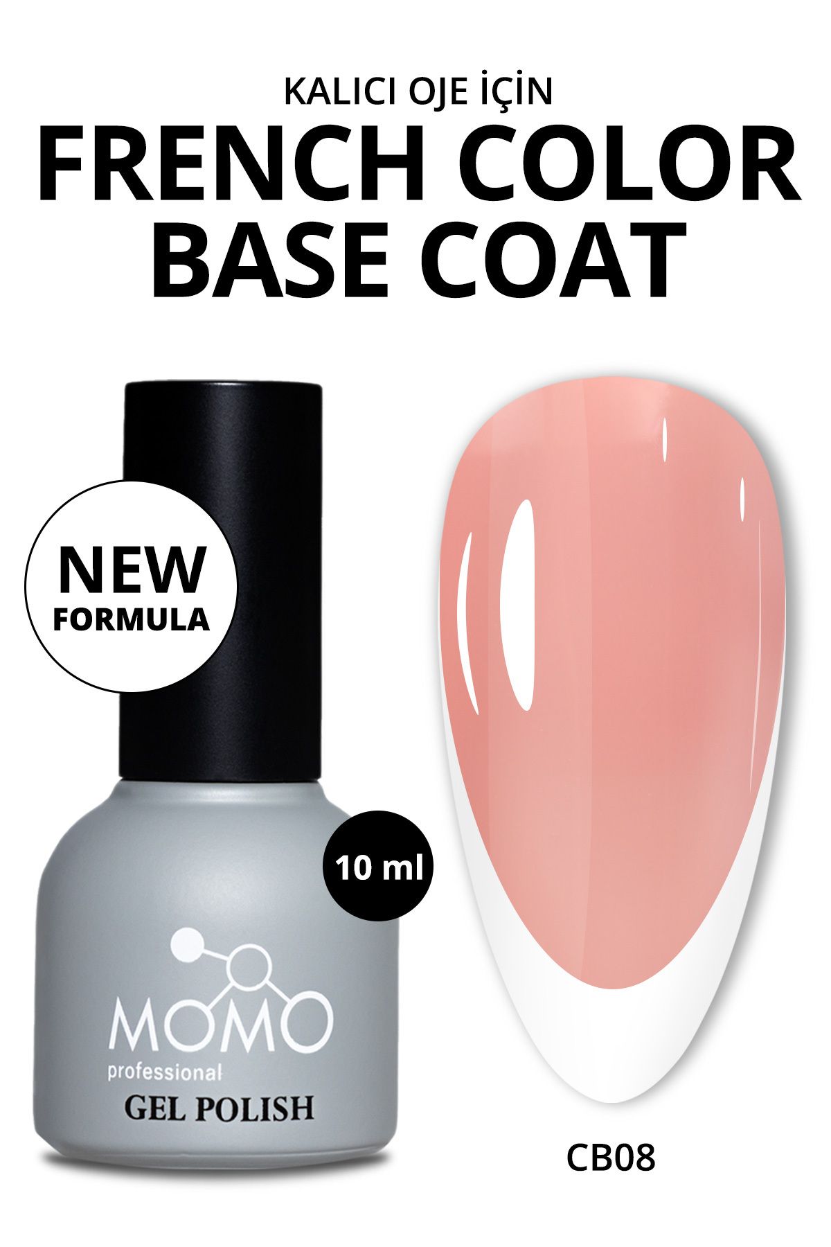 MOMO professional Kalıcı Oje French Color Base Coat Cb08, Somon, 10 ml