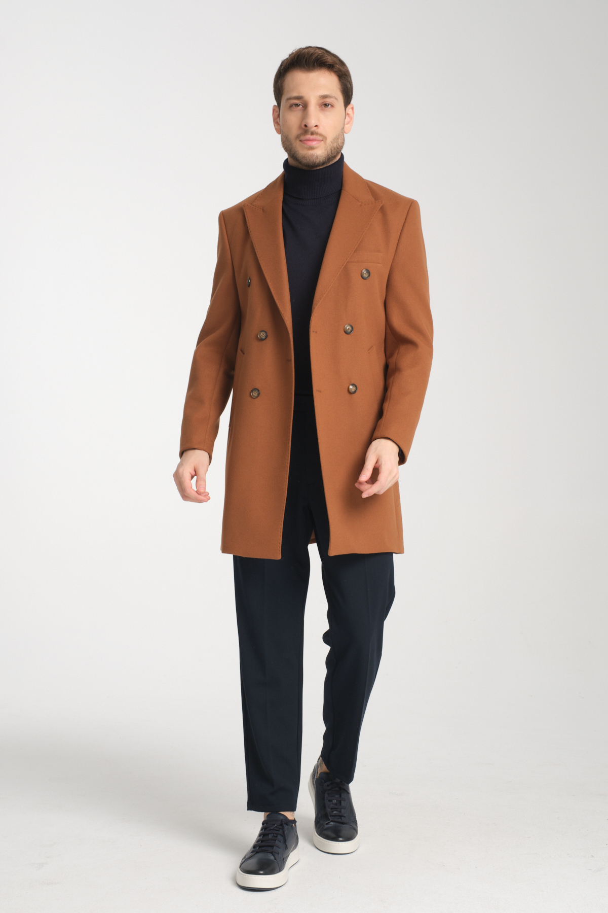 Frappoli  Standart Fit Erkek Kalın Kruvaze Kaban-palto - Görsel 7