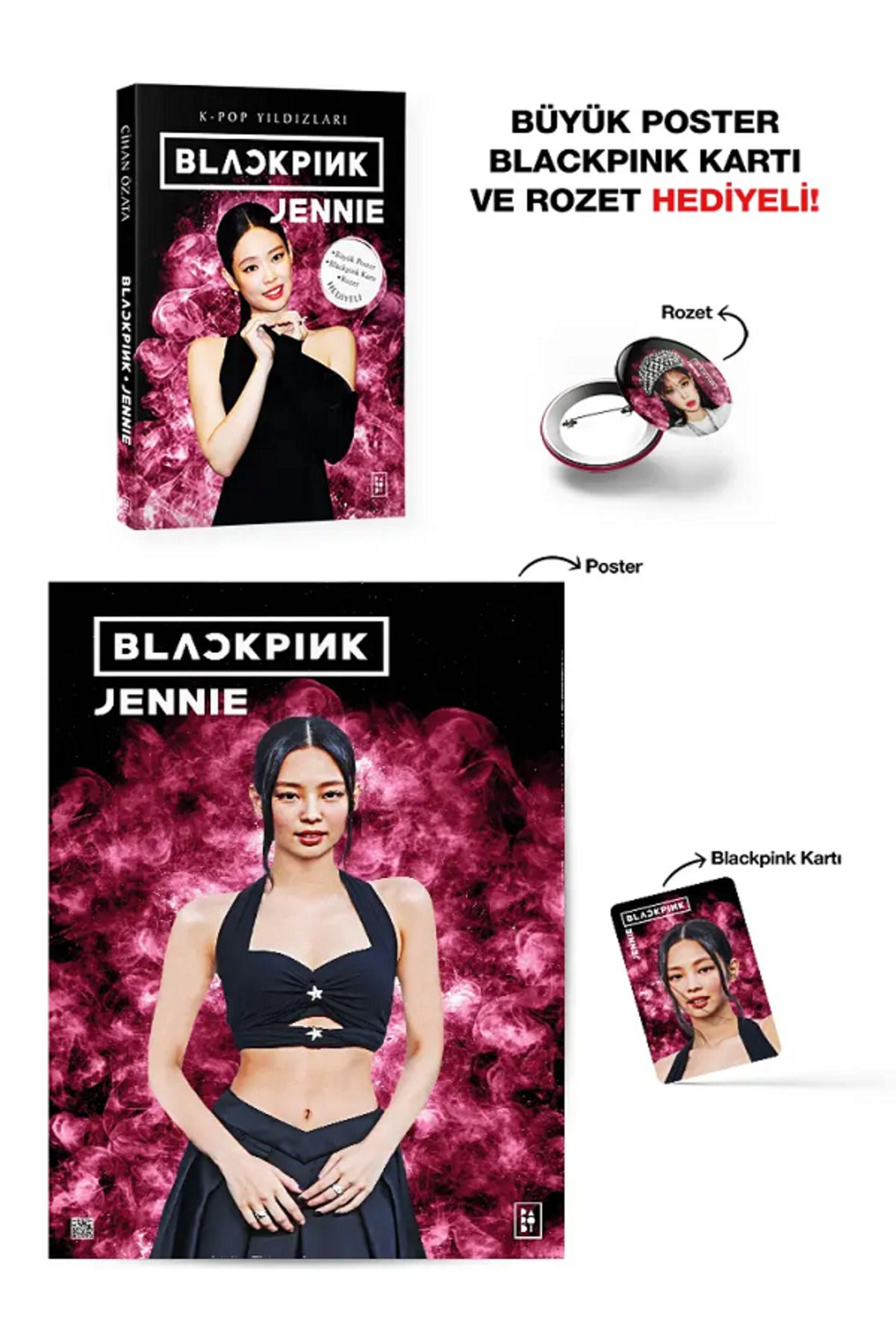 Dokuz Yayınları Blackpink JENNIE - K-Pop Yıldızları / Büyük Poster Blackpink Kartı ve Rozet HEDİYELİ