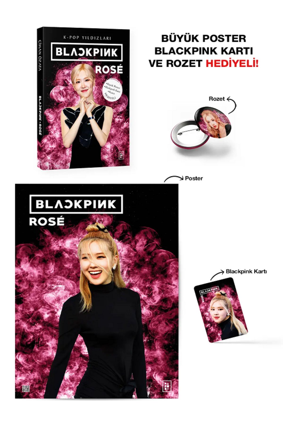 Dokuz Yayınları Blackpink ROSE - K-Pop Yıldızları / Büyük Poster Blackpink Kartı ve Rozet HEDİYELİ