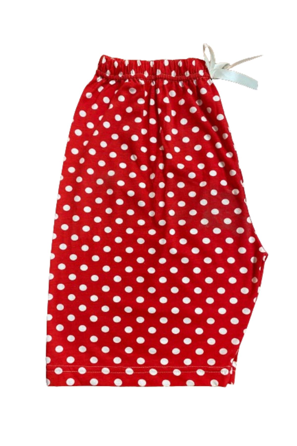 UygunHep Pantaloni Scurti Confortabili Elastici Din Bumbac Cu Buline Roșii De Damă Femeie - S