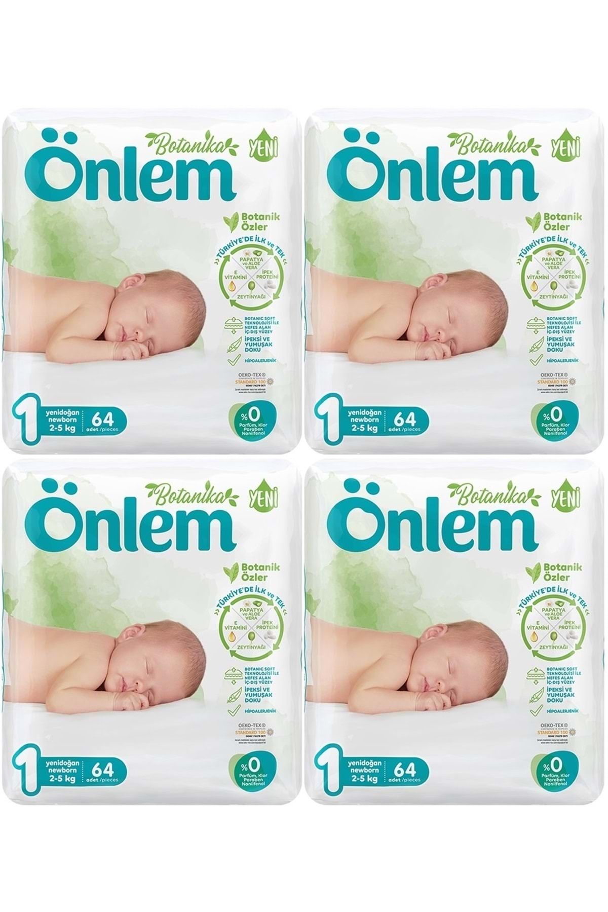 ÖNLEM Önlem Bebek Bezi Botanika Beden:1 (2-5Kg) Yenidoğan 256 Adet Süper Ekonomik Fırsat Pk