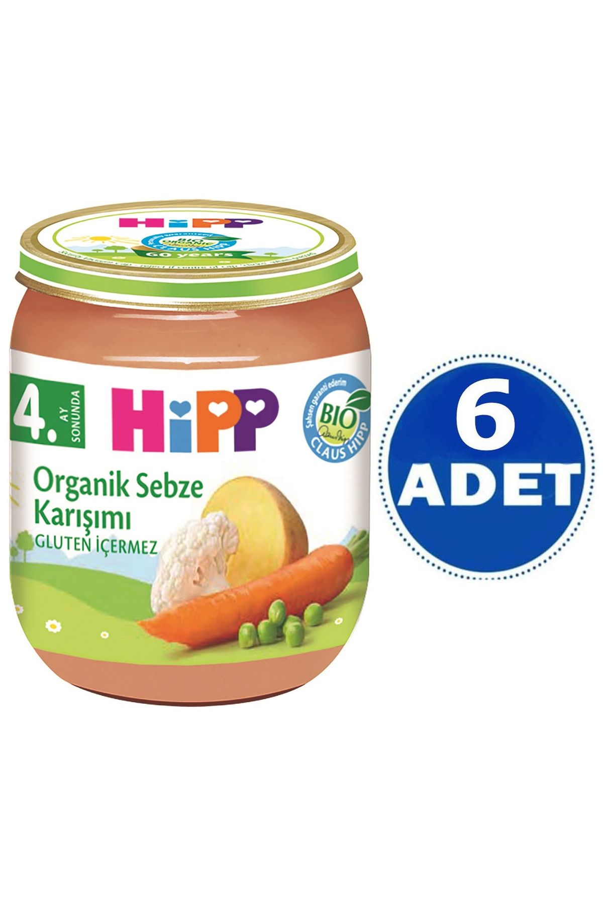 Hipp Kavanoz Maması Organik Sebze Karışımı 125 gr 6 Adet