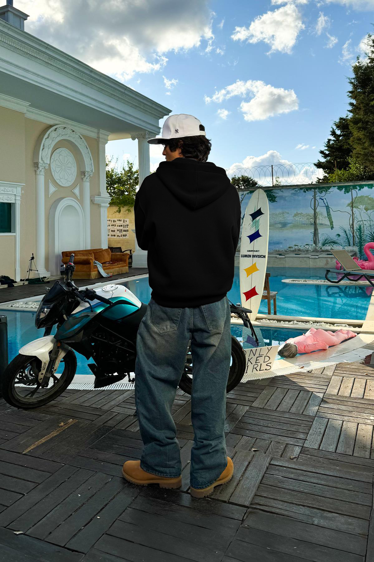 YAKAMEL  Erkek Siyah Fermuarlı Bol Kalıp Kalın Kışlık Geniş Hırka - Görsel 3