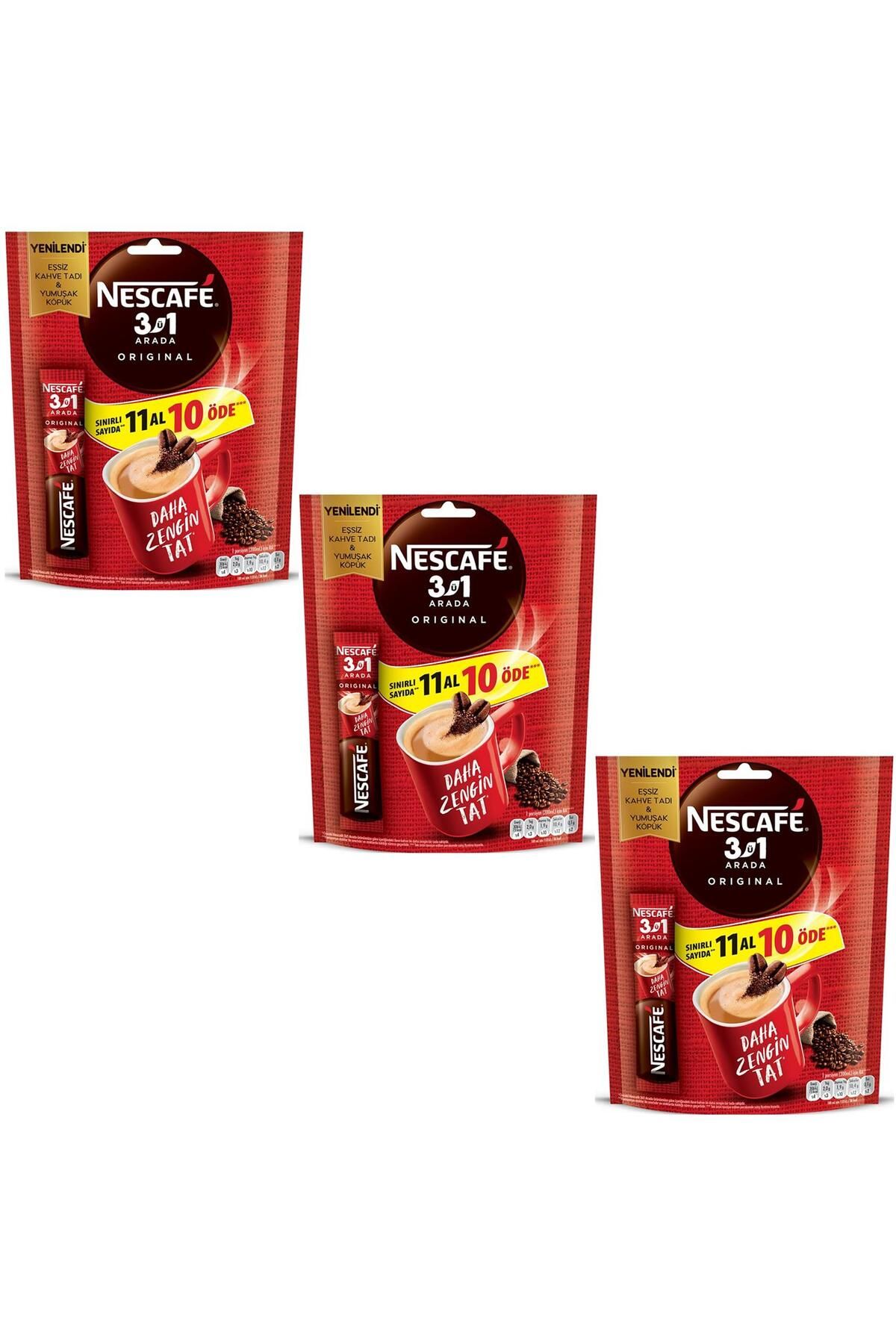 Nescafe 3'ü 1 Arada Original Kahve 11 Al 10 Öde 11 X 17.5g 3 Adet