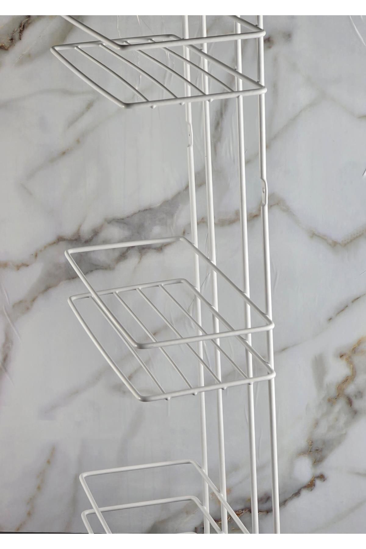 HomeTarz-3-Tier Bathroom Shelf - Thermo Plastic Finish Metal Shampoo Holder - Three Shelves 4