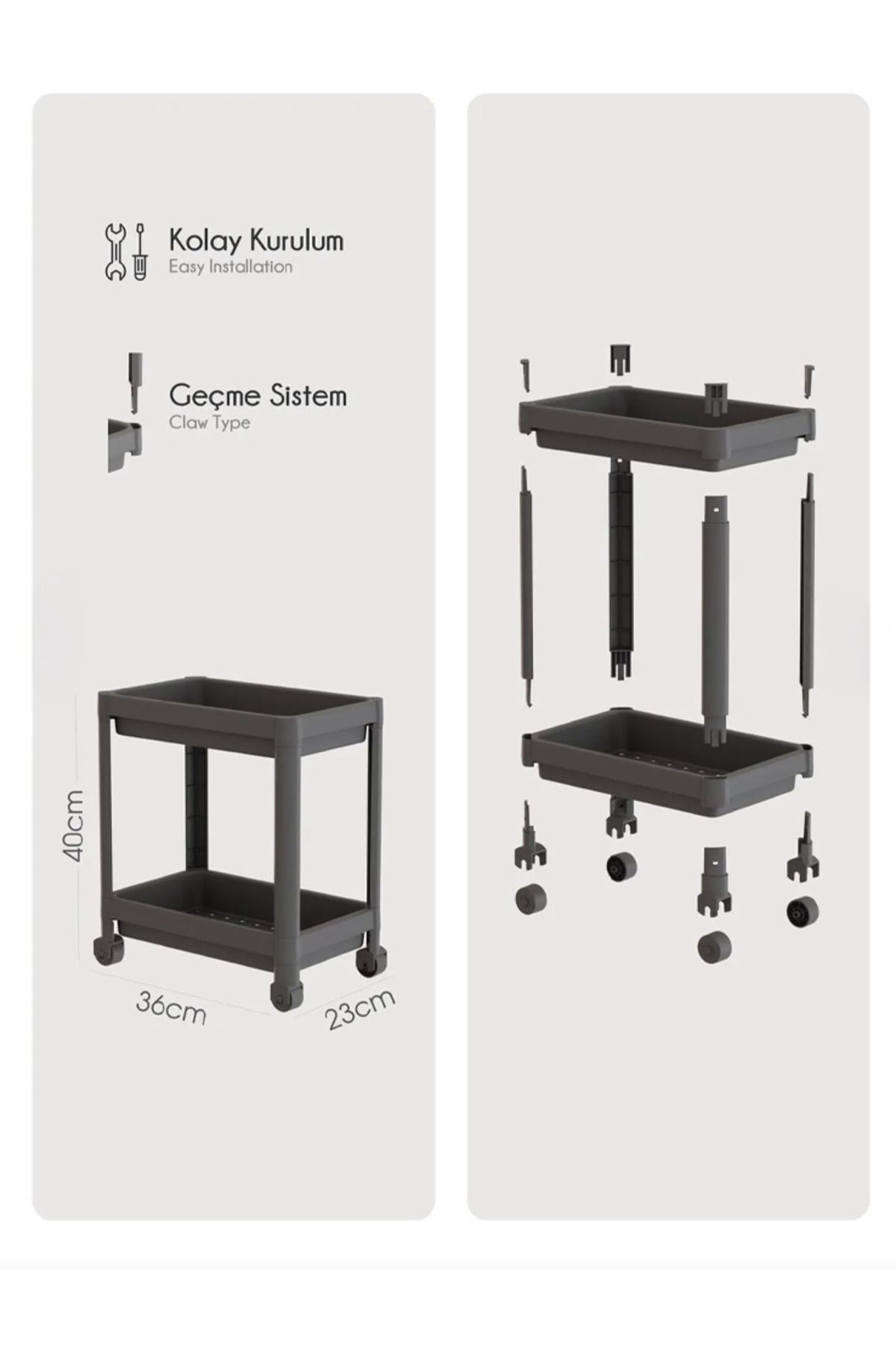 linmetal-2-Tier Organizer Shelf with Wheels, Kitchen Counter, under Sink and Detergent Holder 7